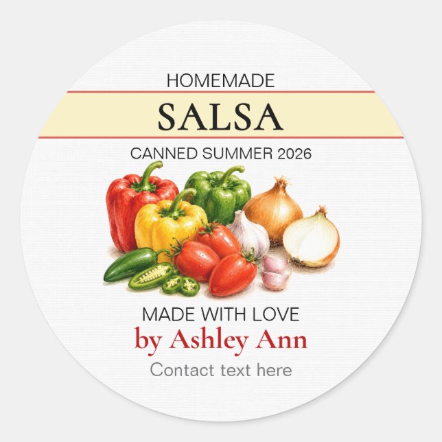 Homemade Salsa Canning Labels / Stickers (Front)