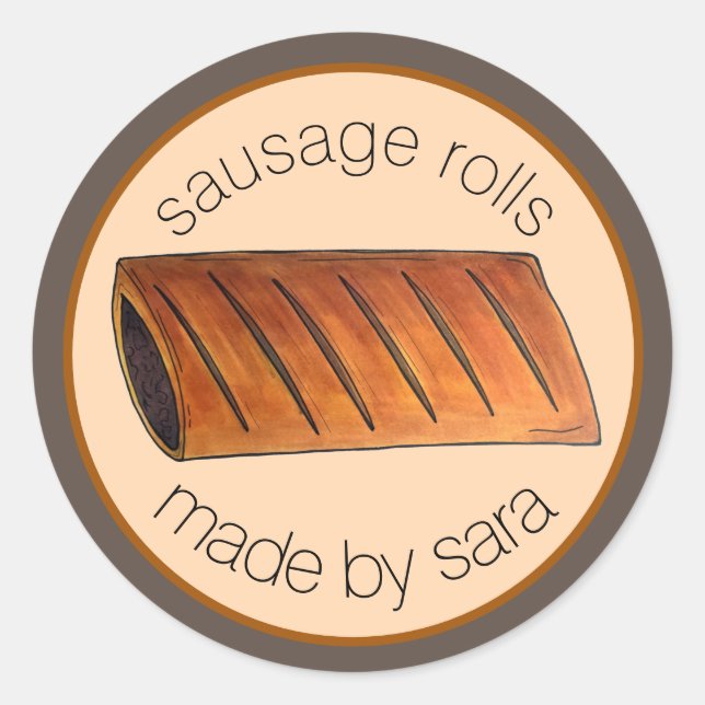 Homemade Sausage Rolls British Pastry Baked By Classic Round Sticker (Front)