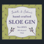 Homemade Sloe Gin label<br><div class="desc">Hand crafted Sloe Gin label ,  This design features a vintage illustration of a sloe branch. Editable templates have set up ready for you to personalise and customise . Give your homemade gifts the finishing touch .</div>