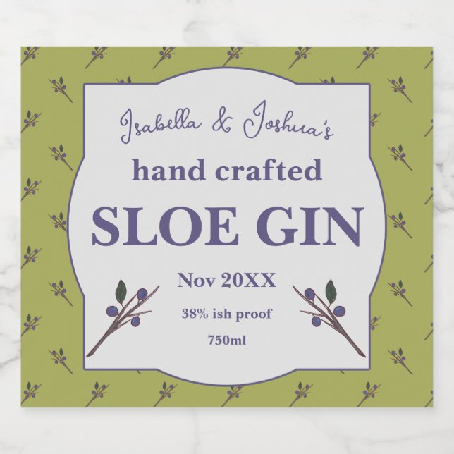 Homemade Sloe Gin label (Single Label)