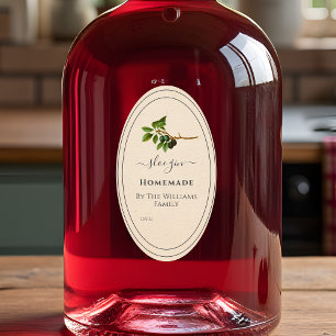 Homemade Sloe Gin  with Vintage Illustration  Oval Sticker