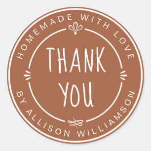 Homemade Small Business Thank You TerraCotta Classic Round Sticker