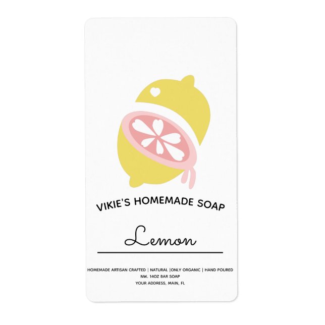 Homemade Soap Business Lemon Label (Front)