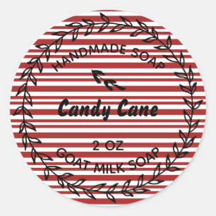 Homemade Soap Rustic Country Wreath Candy Cane Classic Round Sticker