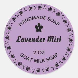 Homemade Soap Rustic Flower Wreath Lavender Purple Classic Round Sticker