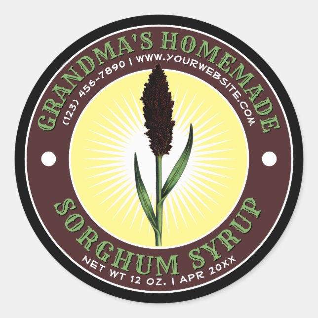 Homemade Sorghum Syrup Label Template (Front)
