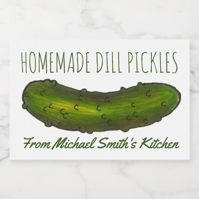 Homemade Sour Dill Green Kosher Pickles Canning Food Label (Single Label)