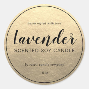 Homemade Soy Candle Calligraphy Champagne Gold Classic Round Sticker