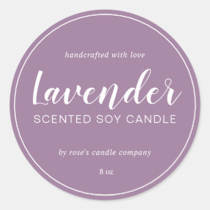 Homemade Soy Candle Calligraphy Dusty Lavender Classic Round Sticker