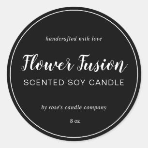 Homemade Soy Candle Chic Calligraphy Black Classic Round Sticker