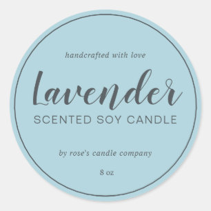 Homemade Soy Candle Chic Calligraphy Blue Glow Classic Round Sticker
