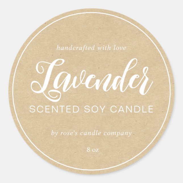 Homemade Soy Candle Chic Calligraphy Kraft Paper Classic Round Sticker (Front)