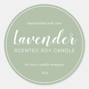 Homemade Soy Candle Chic Calligraphy Laurel Green Classic Round Sticker