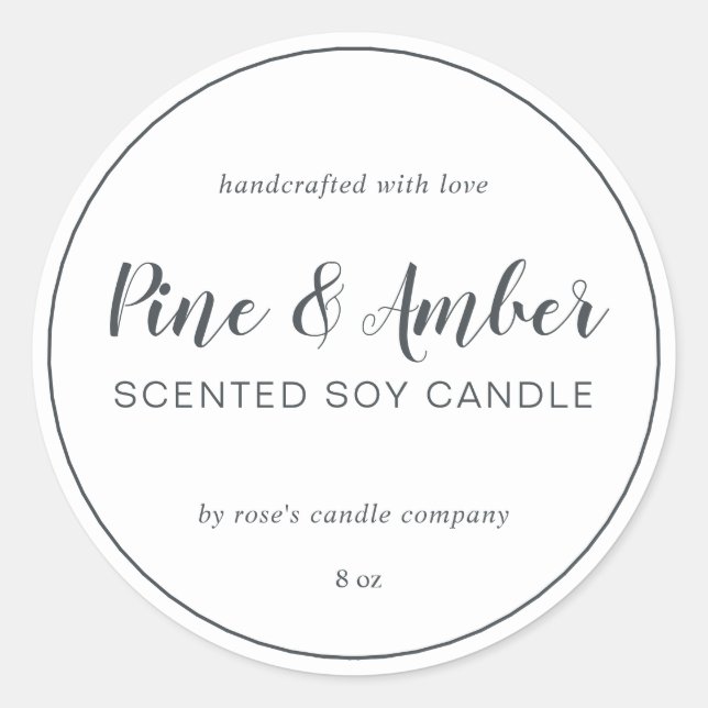 Homemade Soy Candle Chic Calligraphy Off-Black Classic Round Sticker (Front)