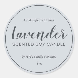 Homemade Soy Candle Chic Calligraphy Pastel Blue Classic Round Sticker