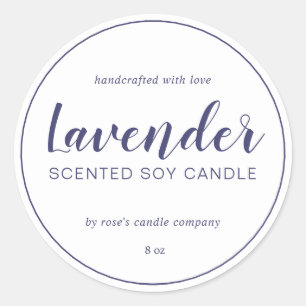 Homemade Soy Candle Navy Blue Chic Calligraphy Classic Round Sticker