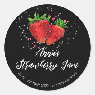 *~* Homemade Strawberry AP30 Jam Jelly Preserves Classic Round Sticker