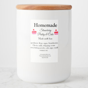 Homemade strawberry cake pastry made with love tex food label