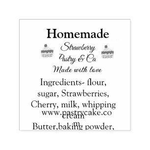Homemade strawberry cake pastry made with love tex self-inking stamp