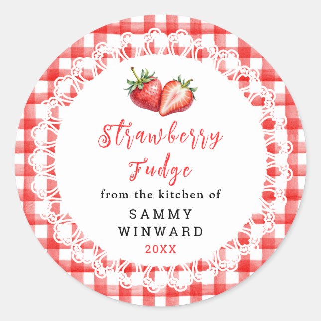 Homemade Strawberry Fudge Label (Front)
