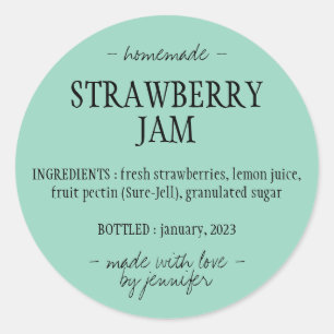 Homemade Strawberry Jam Ingredients green Classic Round Sticker