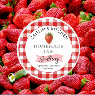 Homemade Strawberry Jam Label   Custom Small Batch
