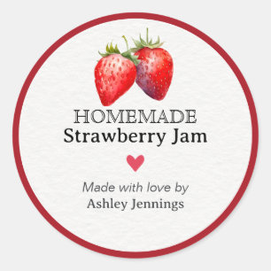 Homemade Strawberry Jam Label Custom Sticker
