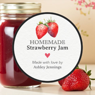 Homemade Strawberry Jam Label   Custom Sticker
