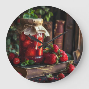 Homemade strawberry jam large clock