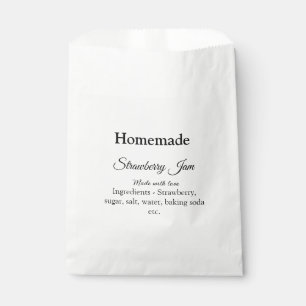Homemade strawberry jam made with love add text favour bags