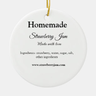 Homemade strawberry jam made with love add text we ceramic tree decoration