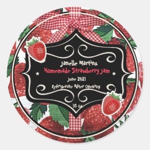 Homemade Strawberry Jam Personalised  Classic Round Sticker