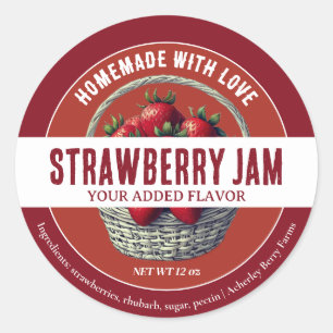 Homemade Strawberry Jam Round Sticker