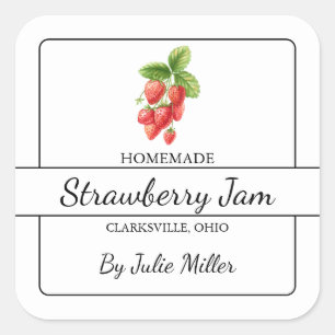 Homemade Strawberry Jam Square Label