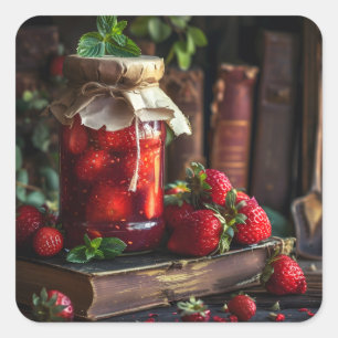 Homemade strawberry jam  square sticker