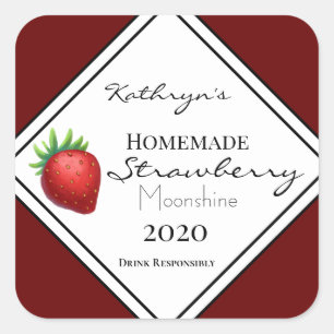 Homemade Strawberry Moonshine Personalised Square Sticker