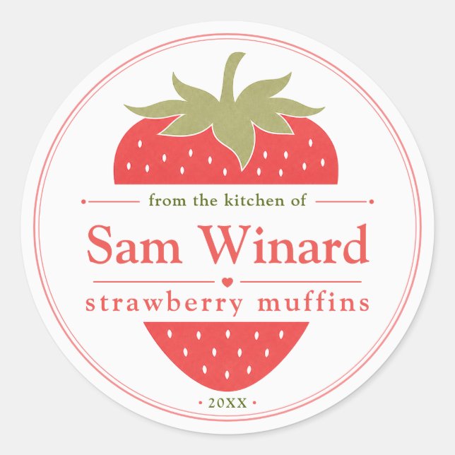 Homemade Strawberry Muffins Kitchen Label (Front)