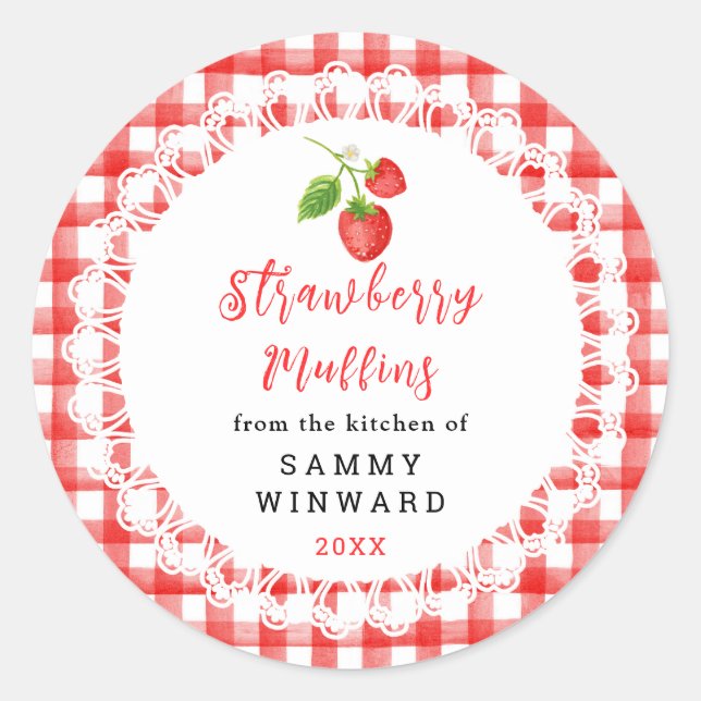 Homemade Strawberry Muffins Label (Front)