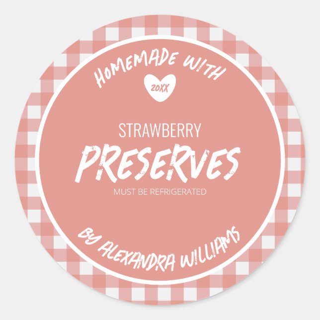 Homemade Strawberry Preserve Classic Round Sticker (Front)