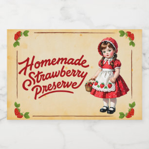 Homemade Strawberry Preserve - Vintage Food Label