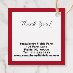 Homemade Strawberry Preserves Thank You Heart Favour Tags