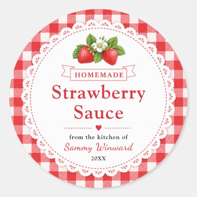 Homemade Strawberry Sauce Label (Front)