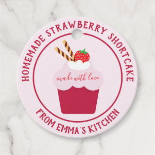 Homemade Strawberry Shortcake - Made with love Favour Tags