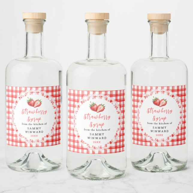 Homemade Strawberry Syrup Bottle Label (Bottles)