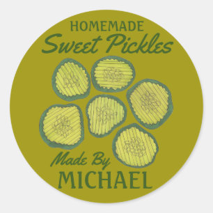 Homemade Sweet Pickles Personalised Dill Pickle Classic Round Sticker