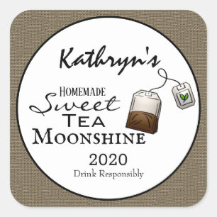 Homemade Sweet Tea Moonshine Personalised Square Sticker