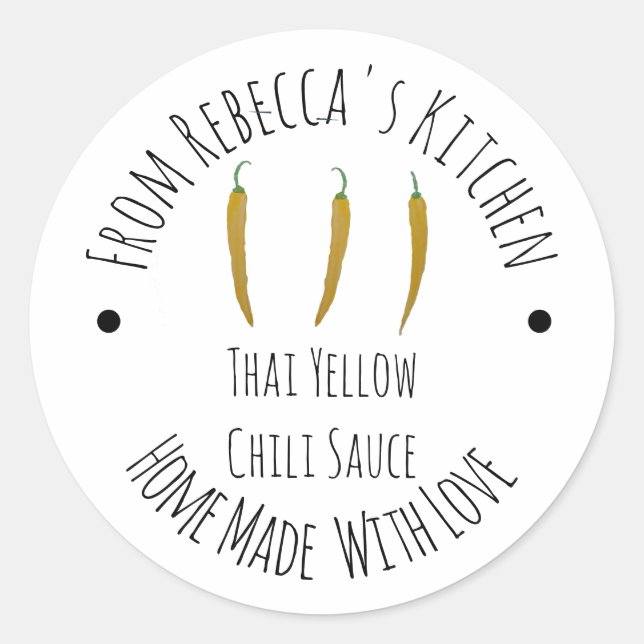 Homemade | Thai Yellow Chilli Sauce  Classic Round Sticker (Front)