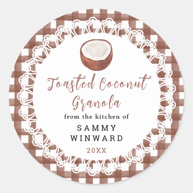Homemade Toasted Coconut Granola Label (Front)