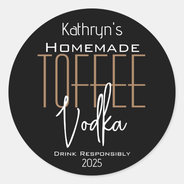 Homemade Toffee Vodka Personalised Label (Front)