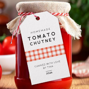 Homemade tomato Chutney with chequered pattern Gift Tags